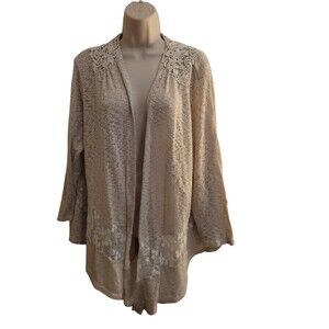 Indigo Soul Beige/Off White Cover up/Shawl with Lace Size XL